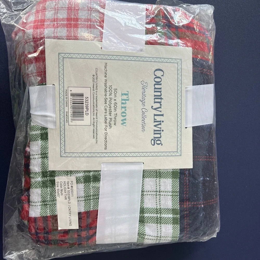 Country Living Heritage Collection‎ Polyester Plush Throw 50 x 60 Holiday Them